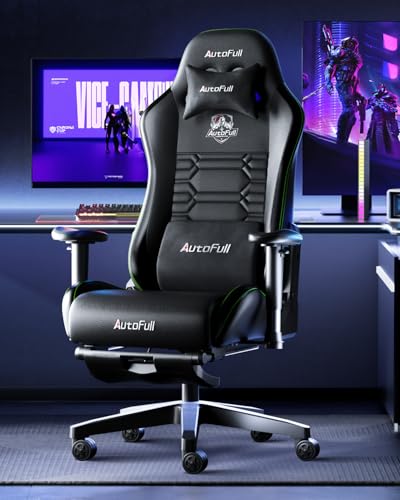AutoFull C3 Gaming Chair, Ergonomic Racing Style with Lumbar Support, Black R670