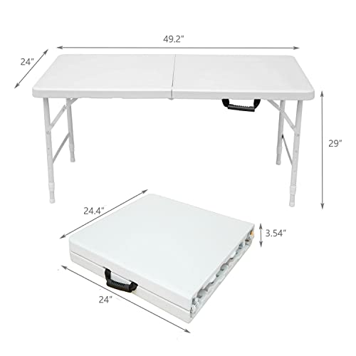 Portable Plastic Folding Table 4ft Heavy Duty Indoor Outdoor Y145657