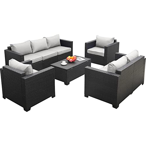 Rattaner Patio Furniture Set 5 Pieces Outdoor Couch with Coffee Table P526524