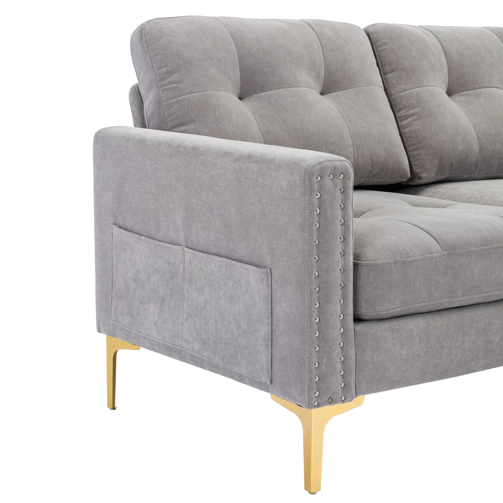 Soges U-Shaped Sectional Sofa with Ottoman, Gray, 110"x54" O53345
