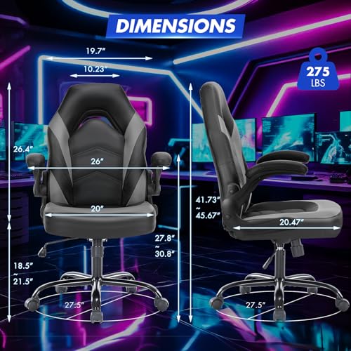 Sweetcrispy Ergonomic Gaming Desk Chair with Flip-up Armrest, Black Blue C253