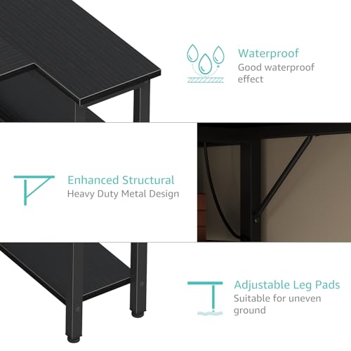 Lufeiya L Shaped Gaming Desk with Drawers & Power Outlet, Black A39519