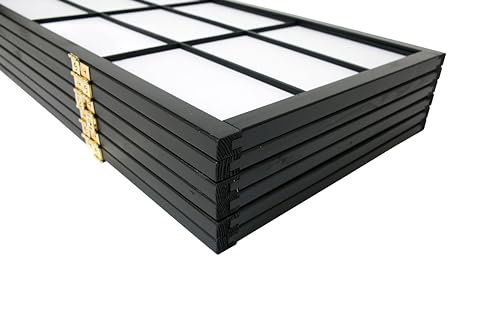 Legacy Decor 4-Panel Blossom Screen Portable Foldable Shoji Room Divider Black K541964
