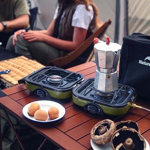 Naturehike 2 Burner Folding Camping Stove with Griddle, Portable Gas Stove P317