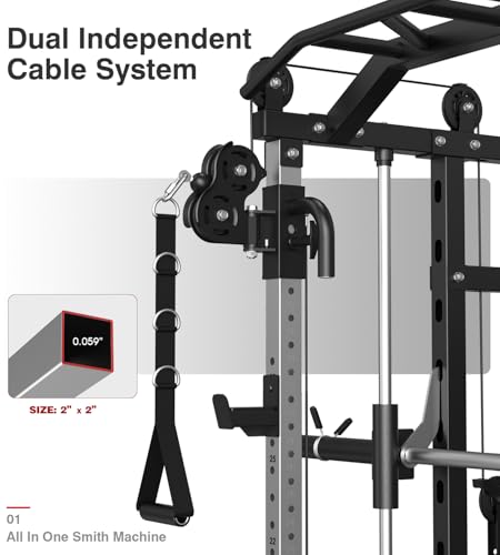 DONOW Smith Machine with Weight Stacks Power Cage Squat Rack Home Gym Y361