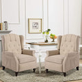 Wingback Recliner Chair with Massage and Heat, Tufted Fabric, Wooden Legs D91574