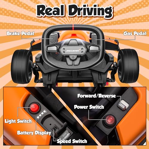 ENYOPRO 24V 7Ah Electric Go Kart for Kids, Licensed McLaren Go Cart with Adjustable Seat P158