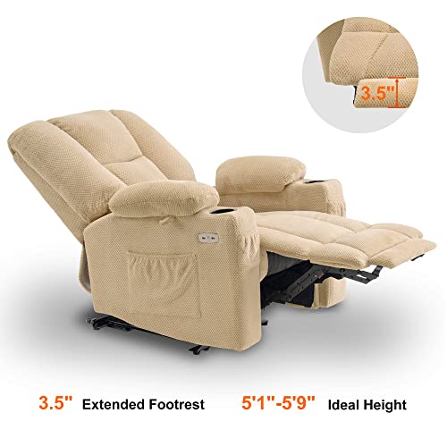 MCombo Zero Gravity Power Recliner Chair with Heat and Vibration Massage, USB & Type C Ports, Cup Holders, Fabric 8015 (Brown) Z599462