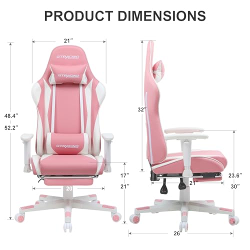 GTRACING Gaming Chair with Footrest, Ergonomic Reclining, Blue C551