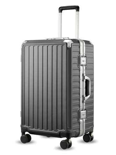 LUGGEX Aluminum Frame Carry On Luggage, 20 Inch Hard Shell Suitcase, Charcoal Metallic V31867