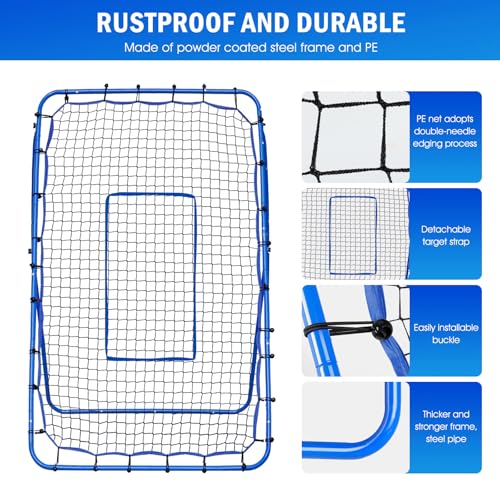 Volleyball Rebounder Net, Adjustable Pitchback Trainer for Backyard F7857