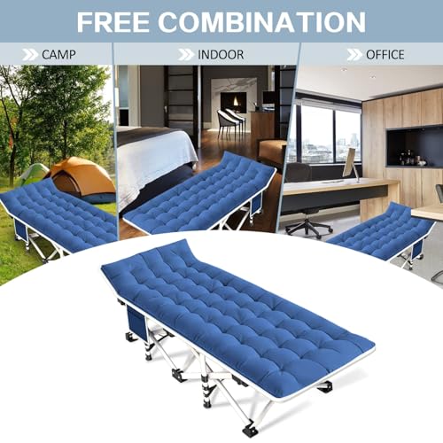 Camping Cot with Thick Pad, Folding Bed, Heavy Duty with Carry Bag I101
