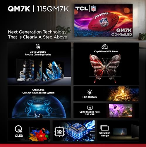 TCL 55-Inch Class QM7K Series QD-Mini LED 4K UHD Google Smart TV S7338