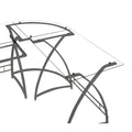 Computer Desk in Clear Glass Pull Out Keyboard Panel Workstation Desks L-Shaped Corner Desk Writing Desks Receptionist Desks