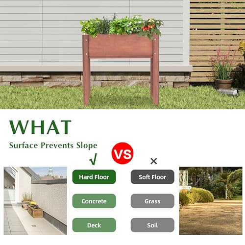 Raised Garden Bed with Legs 40x20x31 Outdoor Wood Planter Box N314255