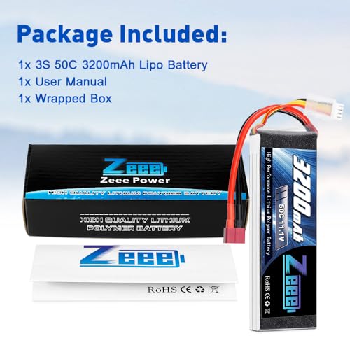 Zeee 3S Lipo Battery 2200mAh 11.1V 50C Shorty Pack with XT60 Plug for RC Car Boat Drone (2 Pack) S180