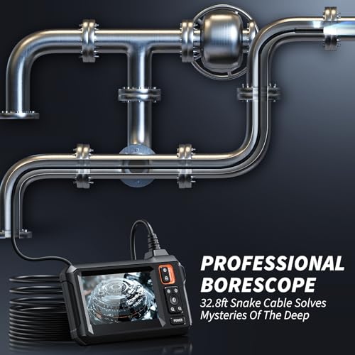 Endoscope Camera with Light, 4.3" IPS Screen, 1920P HD, 16.4FT Semi-Rigid Cord, IP67 Waterproof, Orange G627561