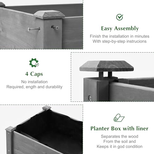 Raised Garden Bed with Legs 40x20x31 Outdoor Wood Planter Box N314255
