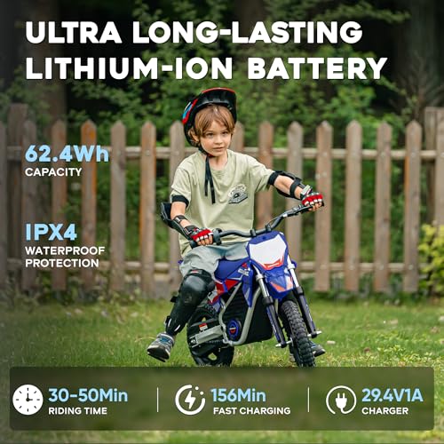 AIII Electric Dirt Bike for Kids 3-7, 12-Inch Off-Road Tires, Red X89100
