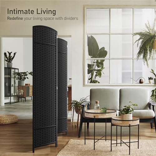 Sorbus 8-Panel Black Room Divider, 6 ft Tall Folding Privacy Screen T242