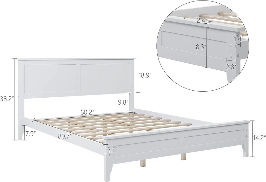 3 Piece Bedroom Set with Queen Bed, Nightstand & Dresser, White B7106