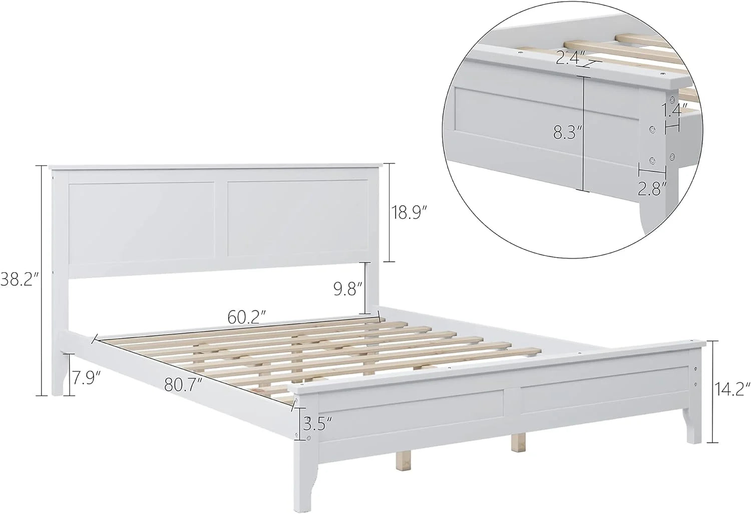 3 Piece Bedroom Set with Queen Bed, Nightstand & Dresser, White B7106