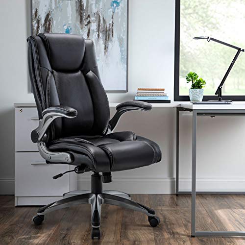 COLAMY Executive Ergonomic Office Chair with Bonded Leather and Flip-up Armrests A775113