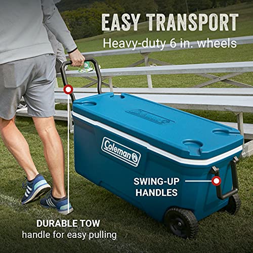 Coleman Classic Series Insulated Rolling Cooler, 65-Quart, Leak-Resistant F832
