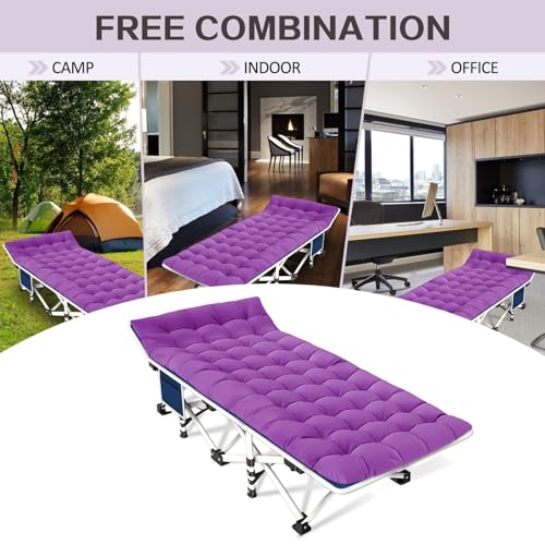 Camping Cot with Thick Pad, Folding Bed, Heavy Duty with Carry Bag I101