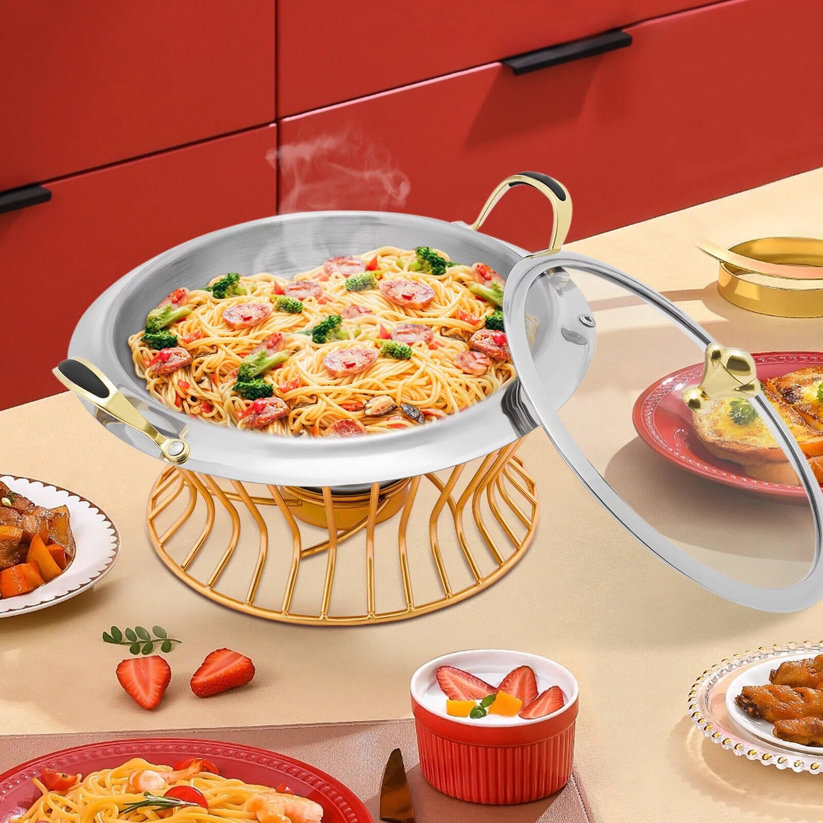 2L Non-stick Chafing Dish Food Warmer Buffet Adjustable W91839