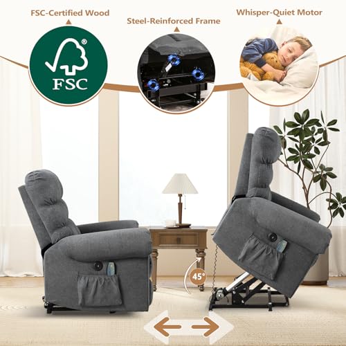 ANJ Large Power Lift Recliner Chair with Massage and Heat for Elderly, Camel Z8802