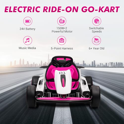 24V Electric Go Kart Drifting Ride On Car for Kids 6-12 Years Old T574114