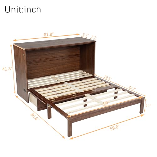 Queen Murphy Bed with Desk and Removable Shelves, USB Port, White H566492