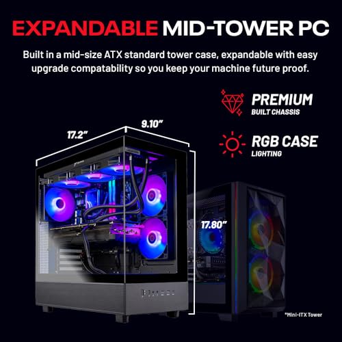 Skytech Gaming Azure 3 Desktop PC, Intel i7 14700F, RTX 5070, 32GB DDR5, 1TB SSD T5610