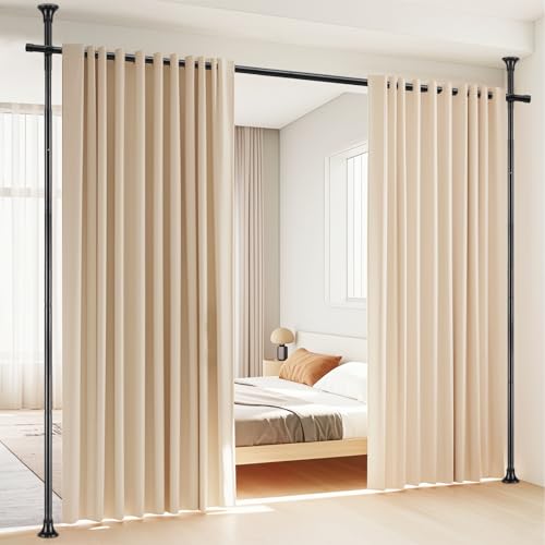 Black Room Divider Curtain Rod, No Drilling, Adjustable 4-10ft E8256