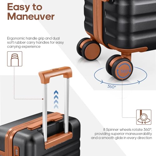 Luggage Sets 3 Piece, Carry On 20 Inch Hardside Suitcase with Spinner Wheels and TSA Lock J67858