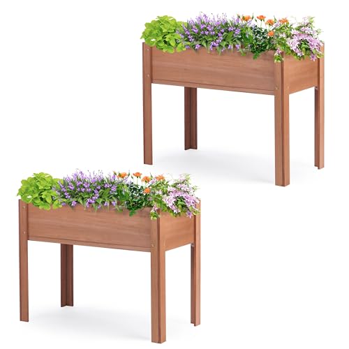 Raised Garden Bed with Legs 40x20x31 Outdoor Wood Planter Box N314255