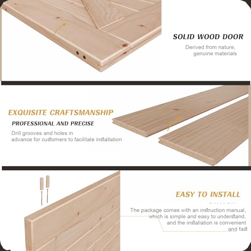 FREDBECK 48in x 80in Sliding Wood Barn Door with 8FT Hardware Kit V8036