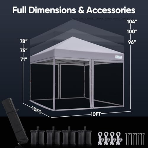 Quictent 6.6'x6.6' Pop up Screened Canopy Tent with Mosquito Netting, Wheeled Carry Bag H89372