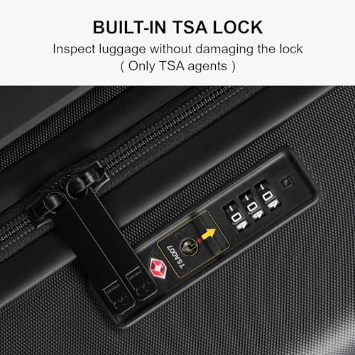 LEVEL8 Hard Shell Carry-On Luggage with TSA Lock, 20 Inch, Black V41961