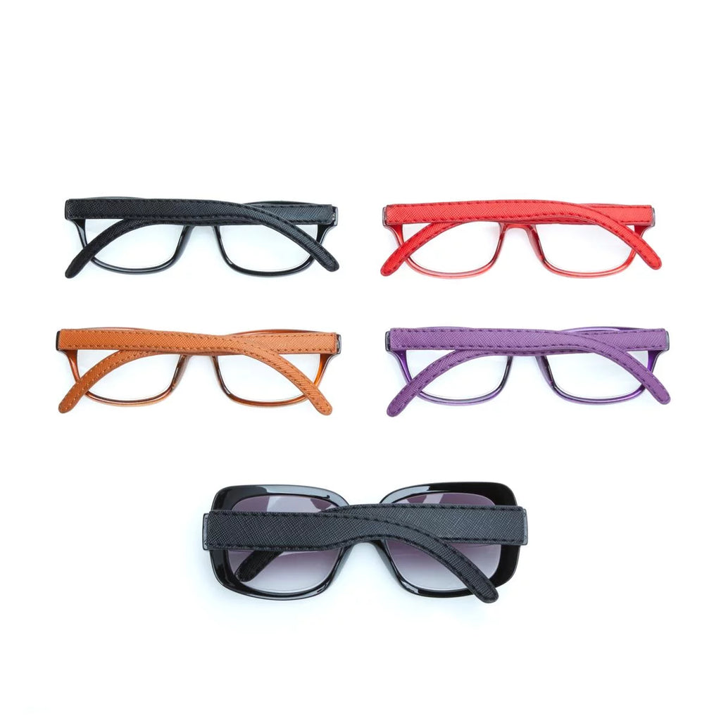 JOY MANGANO 10 PC Readers with Leather Arms and Sunglasses 1.5M J479