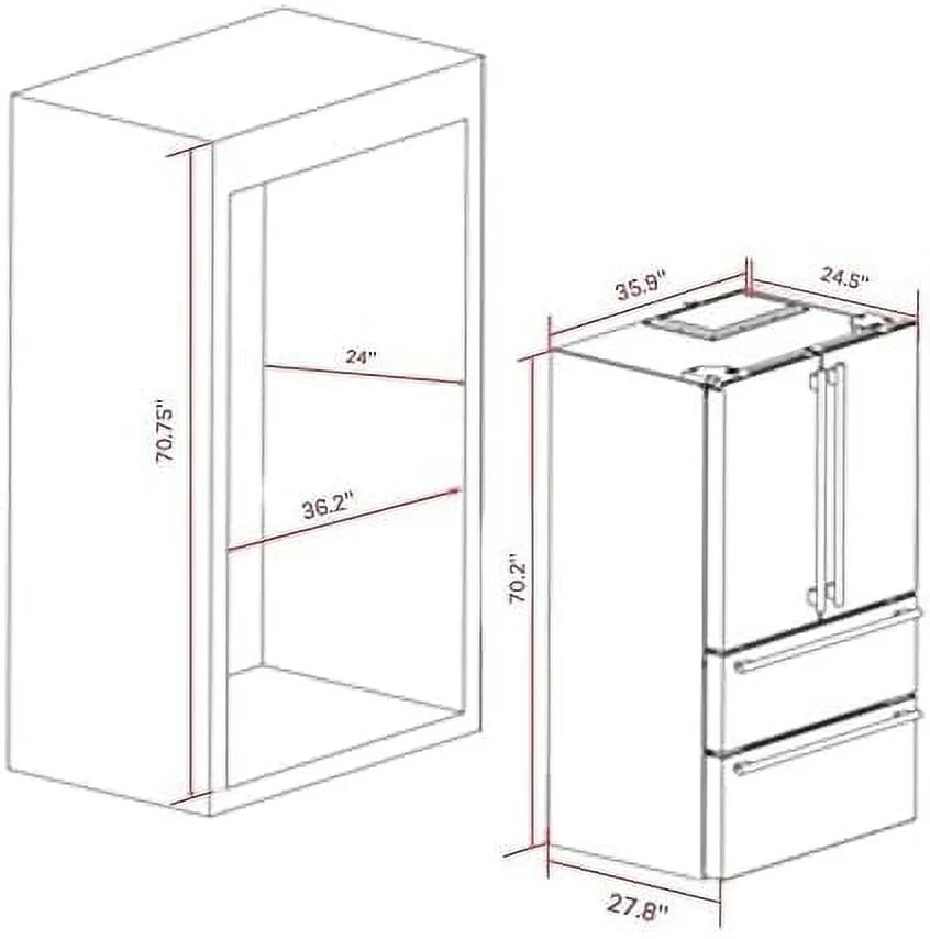 Salerno 36" Side by Side 20 Cu.Ft Stainless Steel Refrigerator with Ice Maker D68707