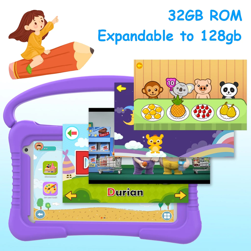 Kids Tablet 7 inch Android 11 with Parental Control, 32GB, Purple T8631