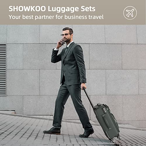 SHOWKOO Luggage Sets 3 Piece Softside Expandable Suitcase with Spinner Wheels TSA Lock K987