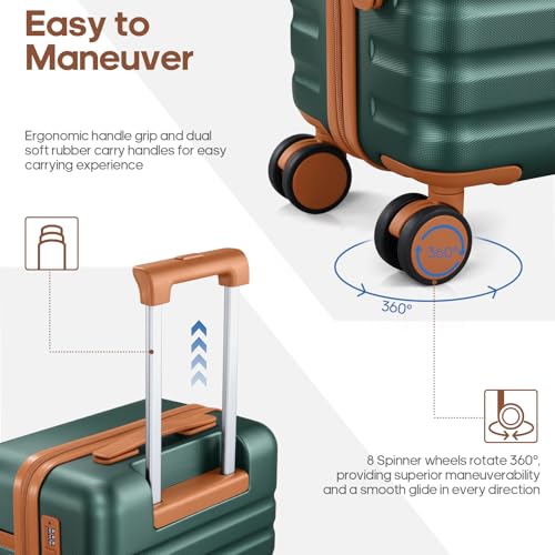 Luggage Sets 3 Piece, Carry On 20 Inch Hardside Suitcase with Spinner Wheels and TSA Lock J67858