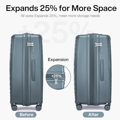 LARVENDER Luggage Sets 3 Piece, 20in Carry On PP Hardshell Suitcase with Spinner Wheels Q3160