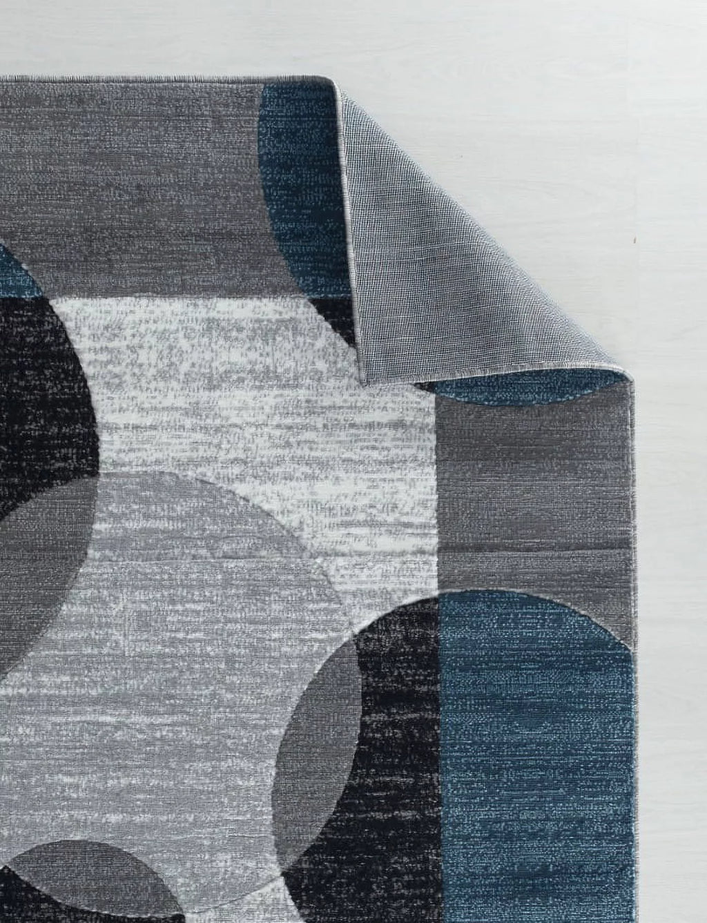 Newport Collection Modern Abstract Area Rug Blue Black White Grey H622596
