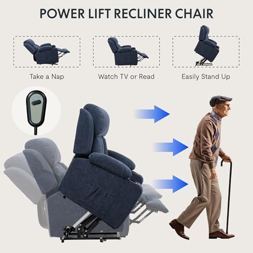 FLEXISPOT XL31 Power Lift Recliner Chair for Elderly, Electric Massage & Heat, PU Leather, Black C786106