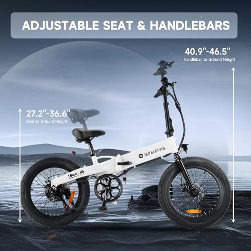 isinwheel U1 Folding Electric Bike, 500W Motor, 20 mph, Black O499