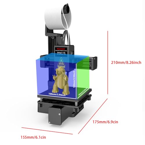 Mini 3D Printer for Beginners, High Speed & Precision, 100x100x100mm, Black E467509